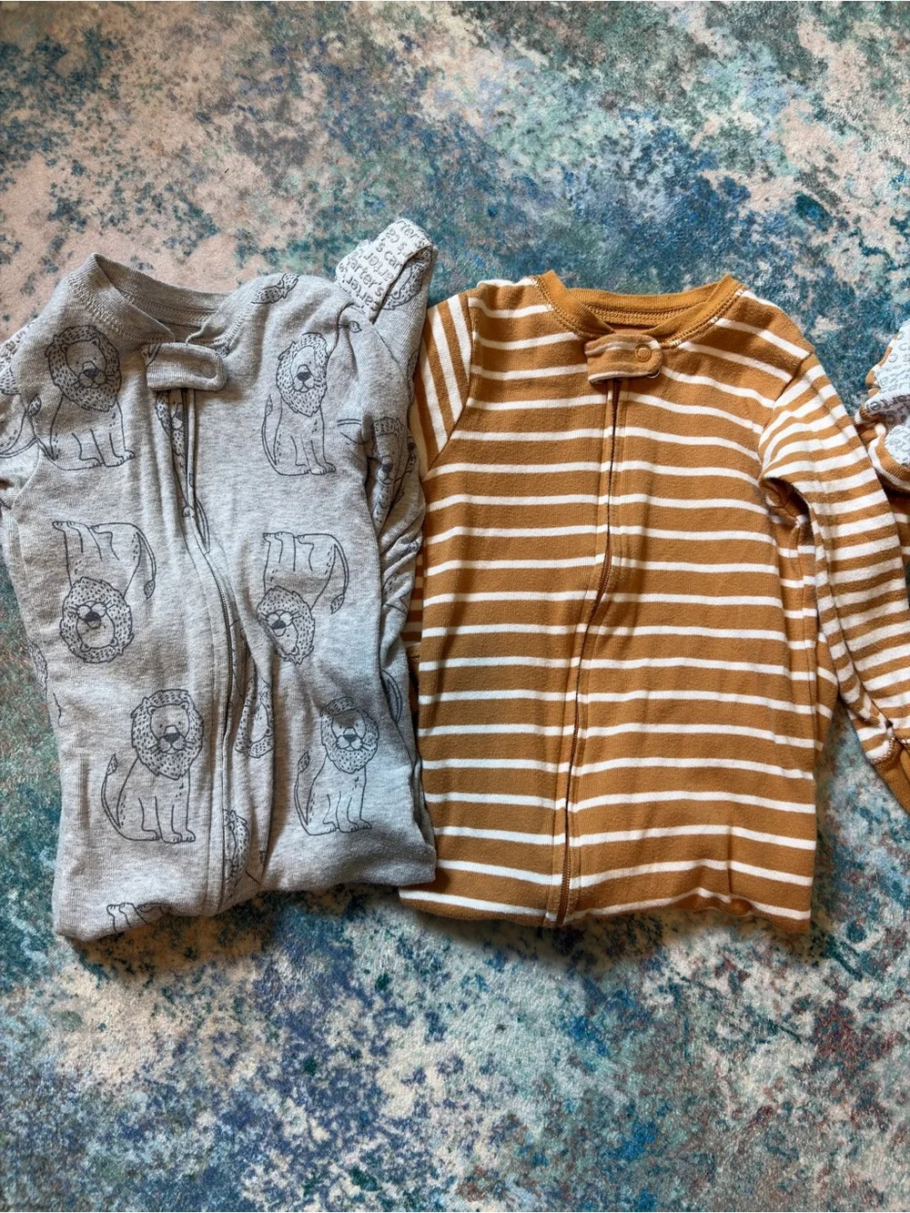 Simple Joys Carters Kids Striped Zip & Grey Lion Pajama Footie Sleeper